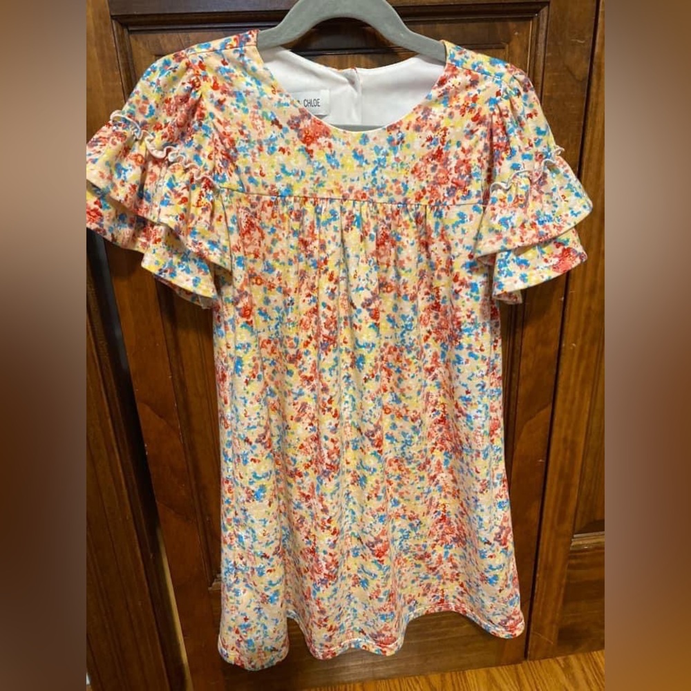 Floral, ruffle sleeve dress